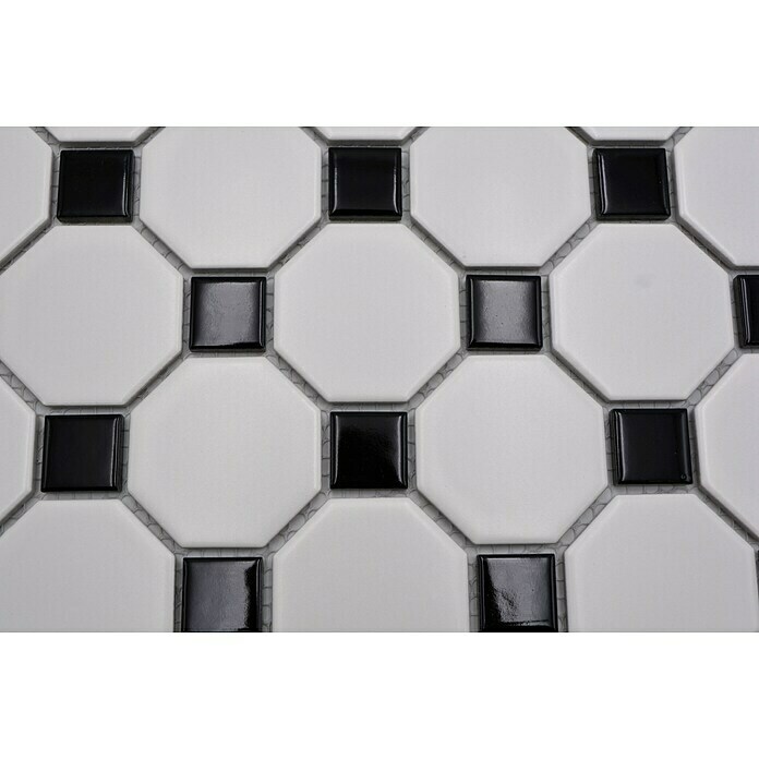 Mosaikfliese Octagon OCTA G468 (29,5 x 29,5 cm, Weiß/Schwarz, Matt)