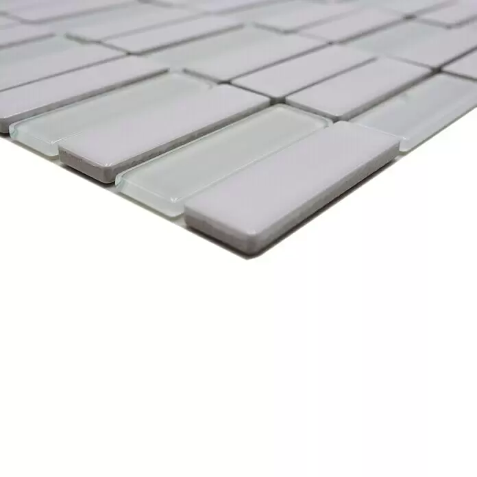 Mosaikfliese Stäbchen Mix ST 315 - 29,7 x 29 cm, Weiß, Glänzend - Detailaufnahme