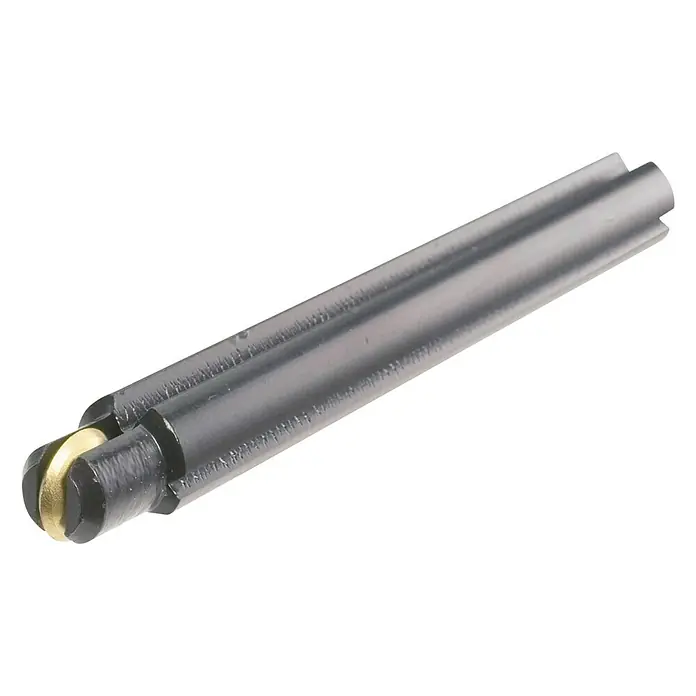 Rubi Rodel de corte de recambio Plus Gold - 10 mm - La imagen muestra un cortador rodante con un rodillo dorado y un mango negro. Adecuado para cortar con precisión materiales como tela o papel.