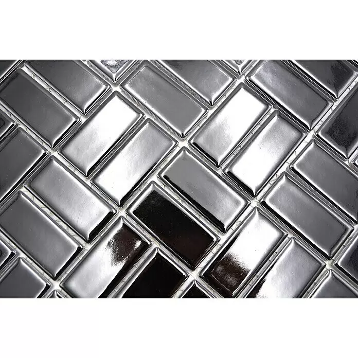Mosaikfliese Windmühle Uni CWM 8BG - 29,8 x 29,8 cm, Schwarz, Glänzend - Detailaufnahme