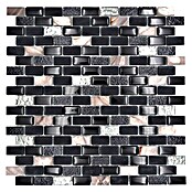 Mosaikfliese Brick Crystal Mix XCM B03S (30 x 28,5 cm, Schwarz/Beige, Glänzend)