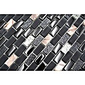 Mosaikfliese Brick Crystal Mix XCM B03S (30 x 28,5 cm, Schwarz/Beige, Glänzend)