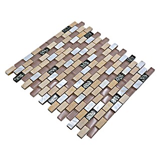 Mozaik pločica Brick Crystal Mix XCM B05S (30 x 28,5 cm, Bež-smeđe-bijelo, Sjaj)