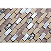 Mosaikfliese Brick Crystal Mix XCM B05S (30 x 28,5 cm, Beige/Braun/Weiß, Glänzend)