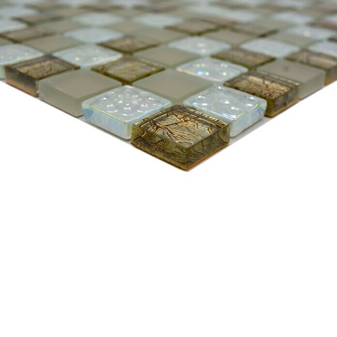 Mosaikfliese Quadrat Crystal Mix XCM 8LU80 (29,8 x 29,8 cm, Champagner, Glänzend)