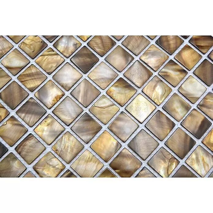 Mosaikfliese Quadrat Mix SM 2569 - 30 x 30 cm, Beige/Braun, Glänzend - Detailaufnahme