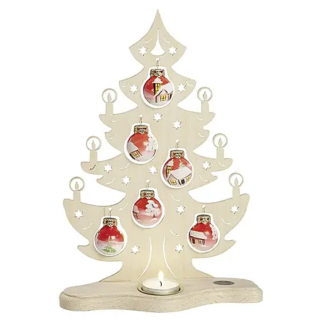 Teelichthalter Tannenbaum mit Glaskugeln