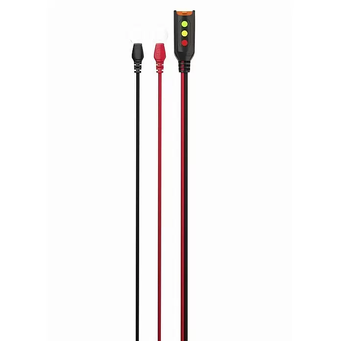 CTEK Ladezustandsanzeige CTX INDICATOR EYELET - M 8 - Drei Batterieladegerät-Anschlusskabel: ein schwarzes, ein rotes und ein schwarz-rotes mit LED-Statusanzeige.
