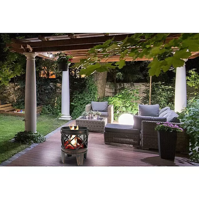 Tepro Feuerkorb Gracewood - Ø x H: 42 cm x 53 mm, Schwarz/Bronze - Stimmungsaufnahme