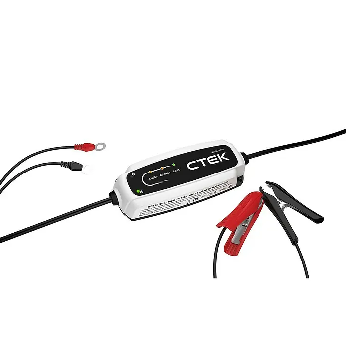 CTEK Automatik-Ladegerät CT5 START/STOP EU - Kapazität: 14 Ah - 130 Ah - Das CTEK Batterieladegerät für 12V Blei-Säure-Batterien mit Ladezustandsanzeige und Klemmen, ideal für Auto, Motorrad und andere Fahrzeuge.