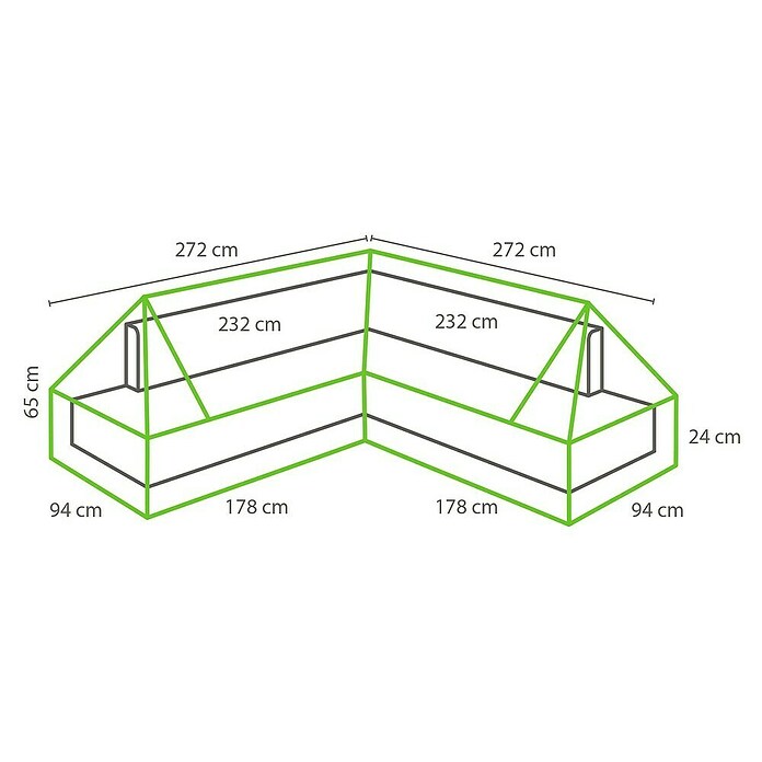 Outdoor Covers Loungemeubel beschermhoes (l x b x h: 94 x 272 x 65 cm, Polypropyleen, Grijs) | BAUHAUS