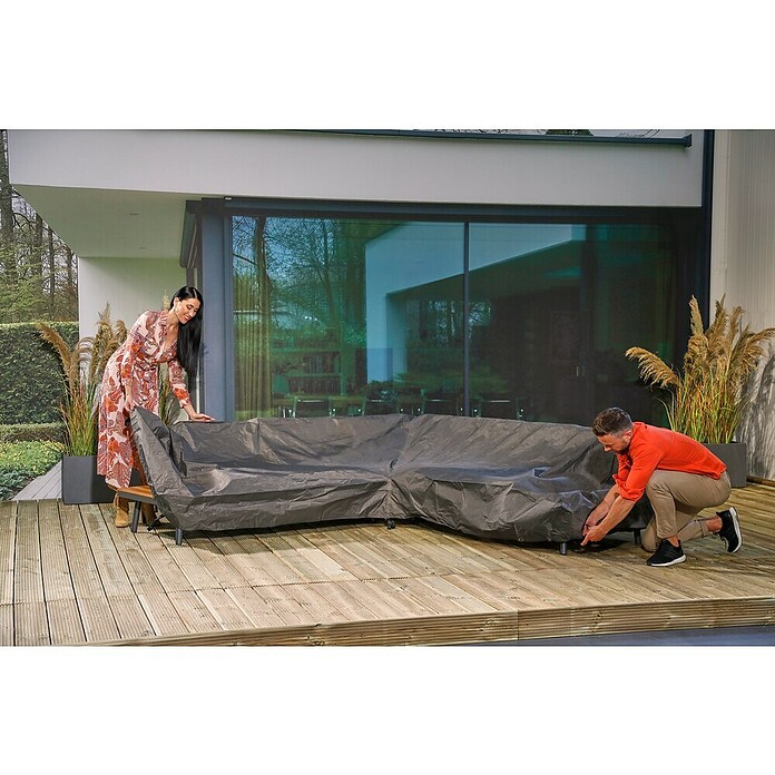 Outdoor Covers Loungemeubel beschermhoes (l x b x h: 94 x 272 x 65 cm, Polypropyleen, Grijs) | BAUHAUS