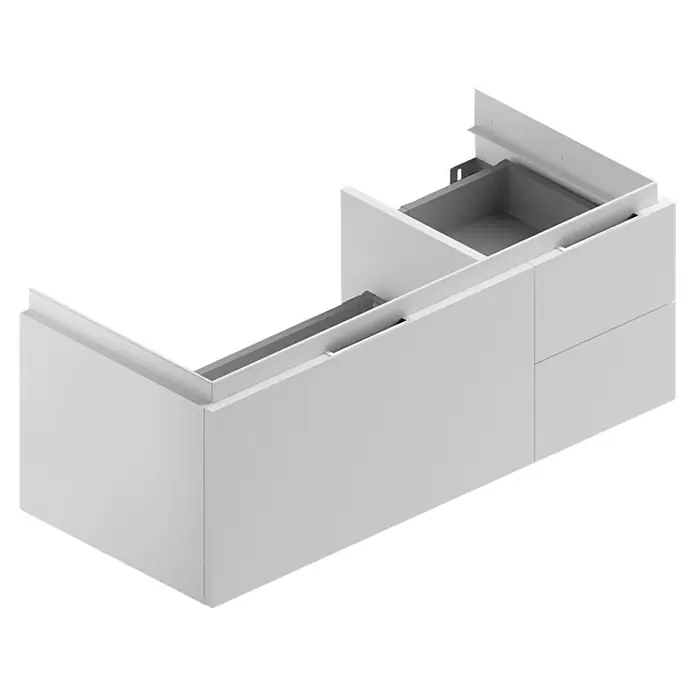 Riva Tape Waschtischunterschrank - 97,5 x 42,2 x 38,6 cm, Weiß - Ein moderner Waschtischunterschrank in Weiß mit Schubladen und Ablageflächen für ein stilvolles Badezimmerdesign.