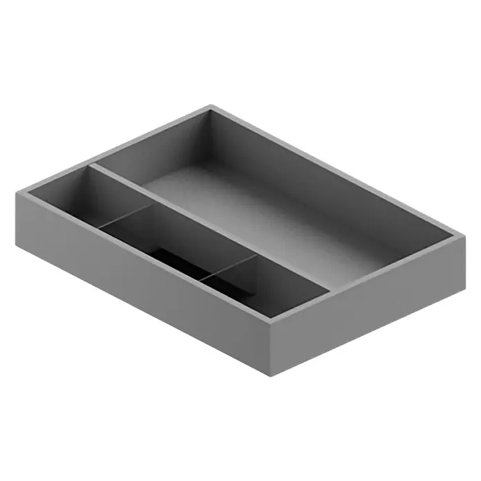 Riva Draw Waschtischunterschrank - 100 x 50 x 25 cm - Graue Schubladenbox mit Fächern zur Aufbewahrung von Utensilien. Das Design ist schlicht und funktional.