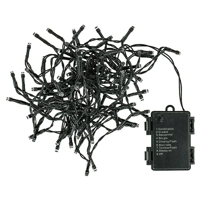 Guirnalda luminosa LED (Para exterior, 96 luces, Longitud del cable: 7 m, Color de luz: Blanco cálido)