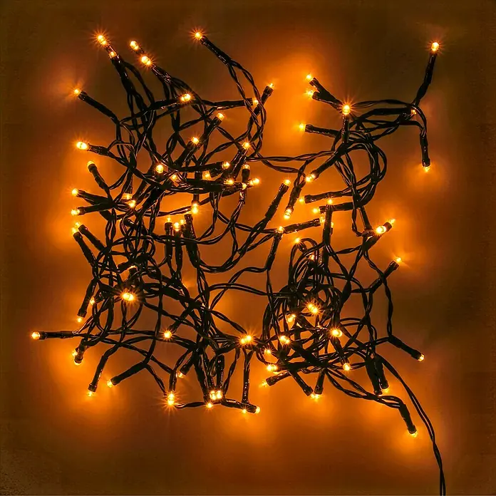 Guirnalda luminosa LED - Para exterior, 7,2 m, Color de luz: Blanco cálido, Número de bombillas: 96 ud., Funciona con pilas - Guirnalda de luces con LEDs de brillo cálido que crean un ambiente acogedor y festivo. Ideal para Navidad o como decoración ambiental.
