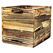 Holzkiste geflammt mit Eingriffen (L x B x H: 32,5 x 33 x 37,5 cm, Natur, 2 Eingriffe) | BAUHAUS