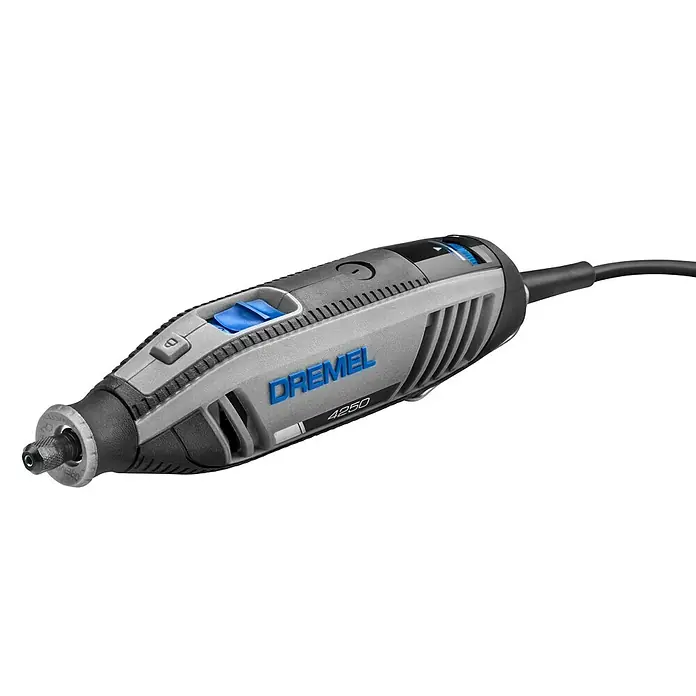 Dremel Herramienta rotativa eléctrica 4250-35 - 175 W, 5.000 r.p.m. - 35.000 r.p.m., 35 accesorios - Primer plano de una herramienta rotativa Dremel 4250. Ideal para esmerilar, cortar y pulir con alta precisión y potencia.