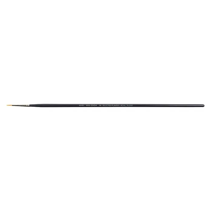 Talens Van Gogh Pincel redondo Óleo tipo 295 - Tamaño pincel: N.00, Fibra sintética, Madera - Primer plano de un pincel Van Gogh con cerdas finas, perfecto para pintar con precisión y obras de arte detalladas. Herramienta de arte de precisión.