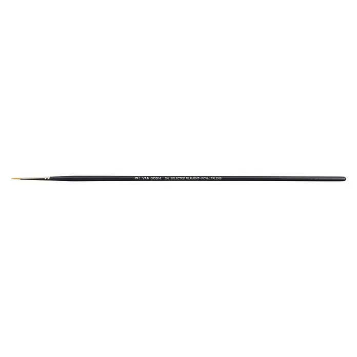 Talens Van Gogh Pincel redondo Óleo tipo 295 - Tamaño pincel: N.0, Fibra sintética, Madera - Un pincel Van Gogh, 295 Selected Filament - Royal Talens, ideal para detalles finos y pintura precisa, presentado sobre un fondo negro.