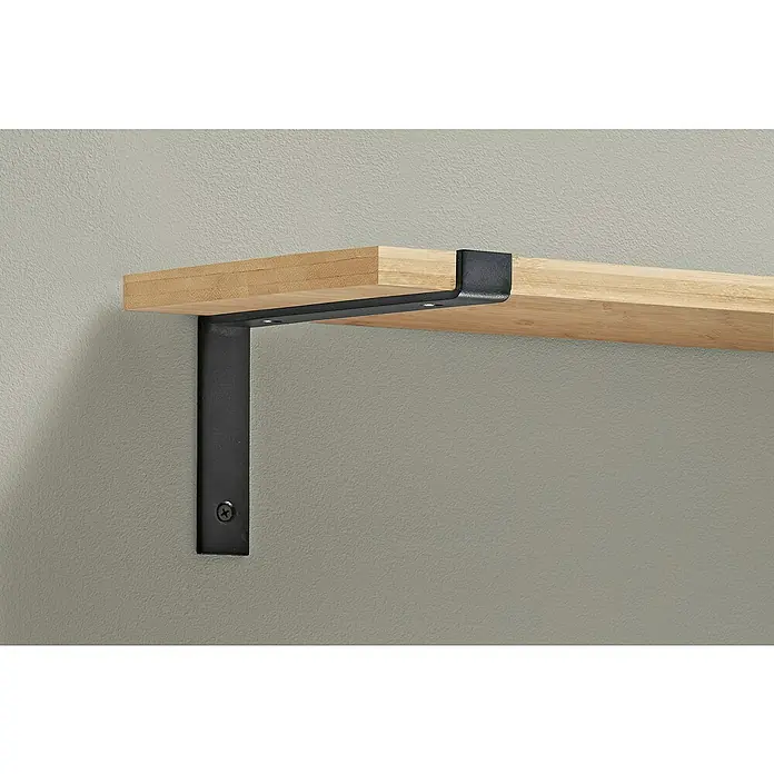 Dolle Wandregalhalter - L x B x H: 260 x 30 x 130 mm, Belastbarkeit: 10 kg, Stahl, Schwarz - Ein stabiles, schwarzes Regalbrett mit einer soliden Holzplatte, ideal für stilvolle Wanddekoration und praktische Ablagefläche.