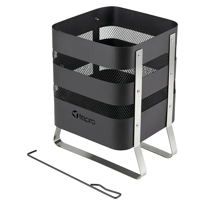 Tepro Feuerkorb Milburn - L x B x H: 36 x 42 x 49,5 cm, Schwarz - Tepro Holzlagerkorb: Stilvoller und praktischer Korb aus Metall und Edelstahl, ideal zur Aufbewahrung von Brennholz im Innen- und Außenbereich.