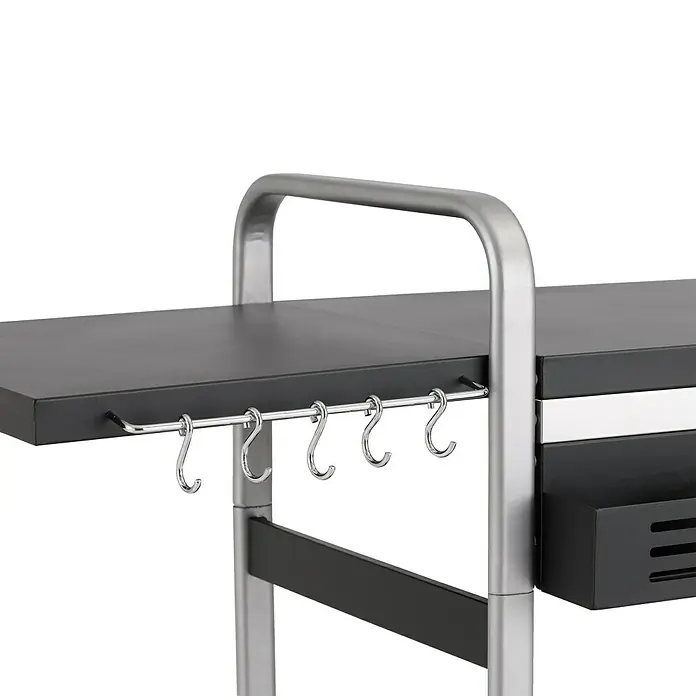 Tepro Untergestell Universal - L x B x H: 150,5 x 59,5 x 97,5 cm, Stahl - Detailansicht eines Grillwagens mit praktischen Haken zur Aufbewahrung von Grillutensilien, ideal für jede Grillparty.