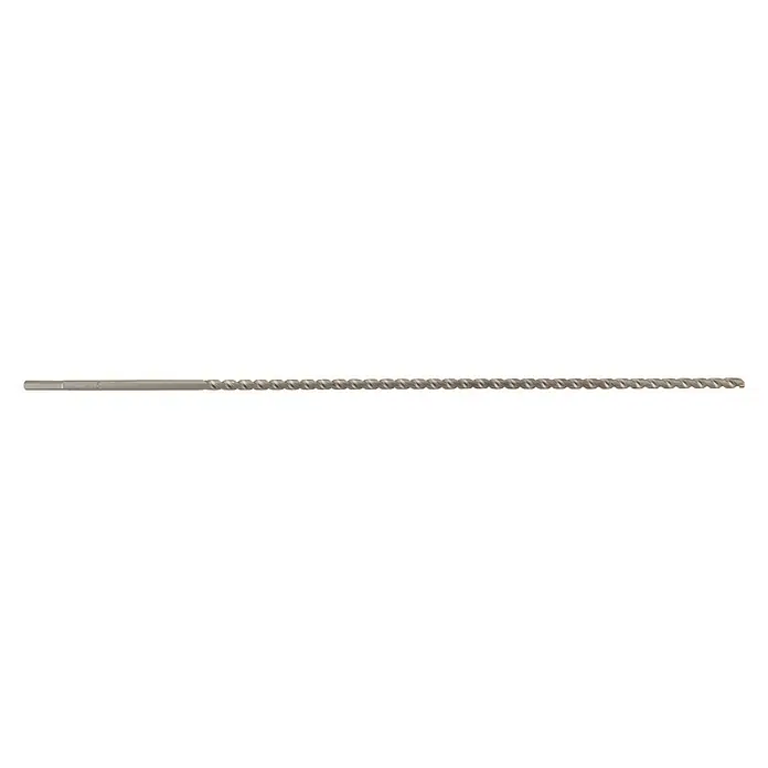 Wolfcraft Beton- & Steinbohrer Mauerdurchbruchsbohrer - Durchmesser Bohrer: 10 mm - Nahaufnahme eines langen, silbernen Betonbohrers mit spiralförmigen Rillen vor einem schwarzen Hintergrund, ideal für Bau- und Handwerksprojekte.