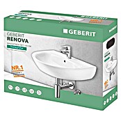 Geberit Renova Waschtisch-Set (60 x 48 cm, Ohne Spezialglasur, Hahnloch: Mitte, Mit Überlauf, Weiß) | BAUHAUS