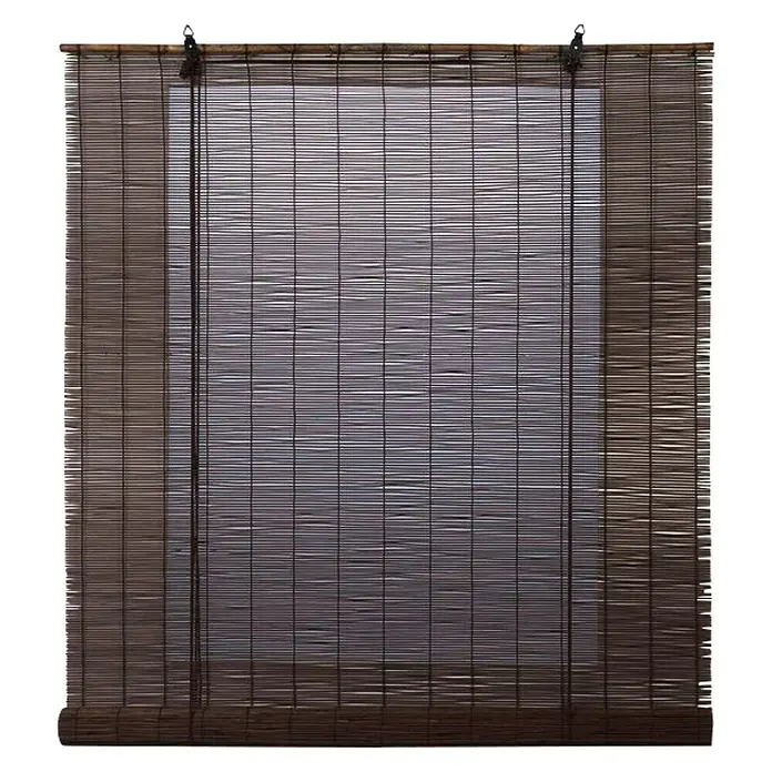 Estor enrollable Ocres - An x Al: 120 x 250 cm, Wengué, Unicolor - Persianas de bambú marrón para ventanas. Estas persianas ofrecen privacidad y protección solar con su material natural.