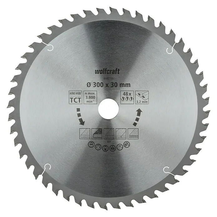 Wolfcraft Kreissägeblatt Serie orange - 300 mm, Bohrung: 30 mm, Anzahl Zähne: 48 Stk. - Kreissägeblatt von Wolfcraft, 300 x 30 mm, geeignet für Holz und Holzwerkstoffe. Für präzise und saubere Schnitte.
