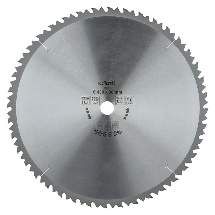 Wolfcraft Kreissägeblatt Serie braun - 450 mm, Bohrung: 30 mm, Anzahl Zähne: 40 Stk. - Kreissägeblatt von Wolfcraft, Durchmesser 450 mm, Bohrung 30 mm, für präzise Schnitte in Holz und andere Materialien.