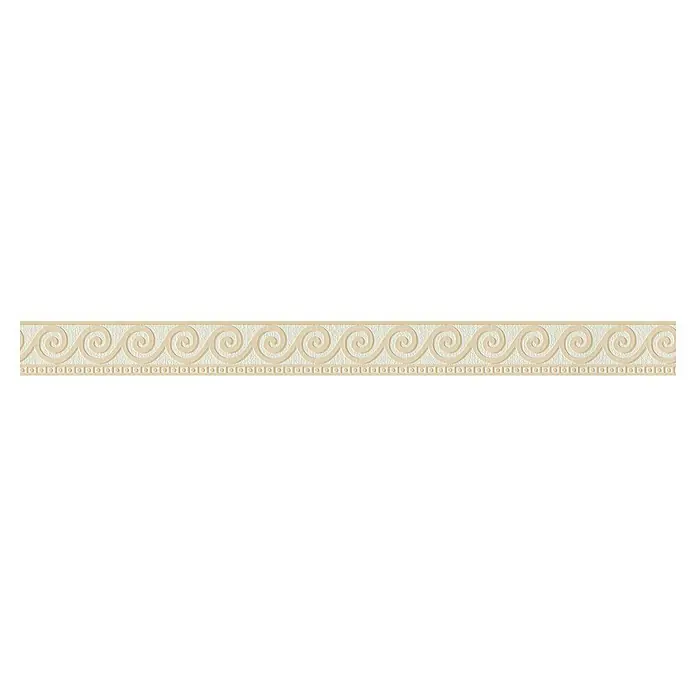 A.S. Création Only Borders 11 Tapetenborte - Kunststoff, Beige/Weiß - Beige Bordüre mit einem sich wiederholenden Spiralmuster und einem geometrischen Design am unteren Rand für Wände und Möbel.
