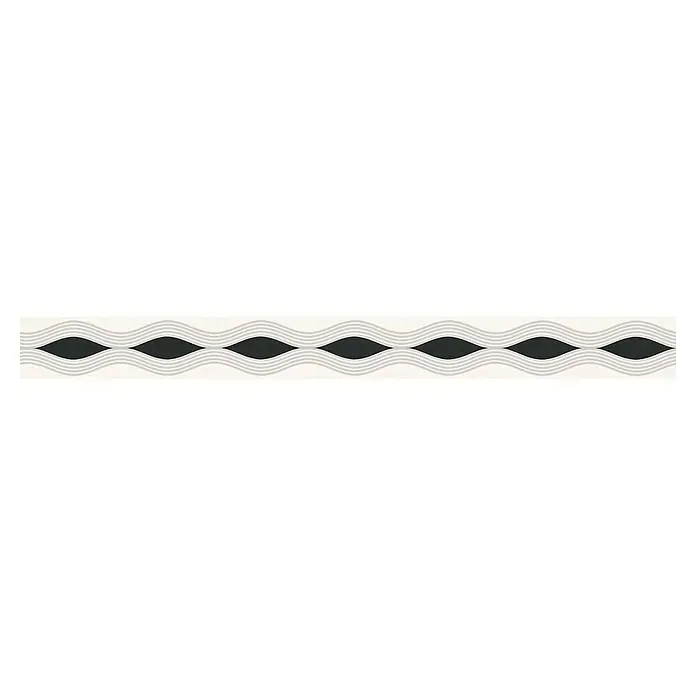 A.S. Création Only Borders 11 Tapetenborte Grafische Wellen - Kunststoff, Schwarz/Weiß - Dekoratives Wandpaneel mit einem eleganten Wellenmuster in Grau und stilvollen schwarzen Akzenten, das jedem Raum einen Hauch von Raffinesse verleiht.