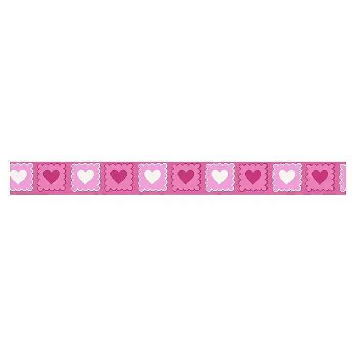 A.S. Création Only Borders 11 Tapetenborte Herzen - Kunststoff, Pink - Niedlicher rosa Herz-Randaufkleber mit einer Reihe von Herzformen in verschiedenen Rosatönen, perfekt zum Verzieren von Karten und Bastelarbeiten.