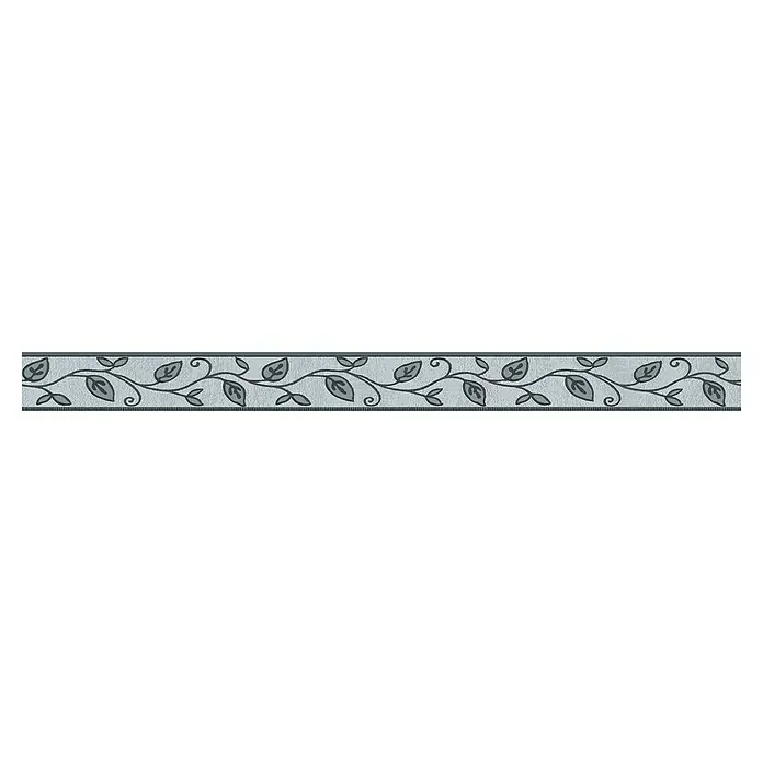 A.S. Création Only Borders 11 Tapetenborte Ranke - Kunststoff, Grau - Dekorative Bordüre mit einem eleganten Blattmuster in Grautönen, ideal für stilvolle Wandgestaltungen und zur optischen Aufwertung von Räumen.