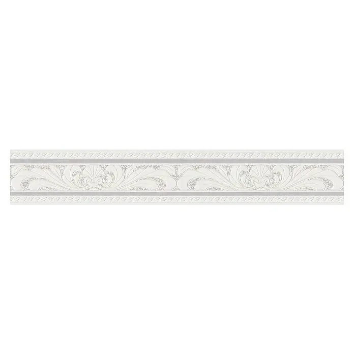 A.S. Création Only Borders Tapetenborte - Kunststoff, Weiß/Grau - Elegante Bordüre mit floralem Muster und dekorativen Linien, ideal zur stilvollen Wandgestaltung in jedem Raum.