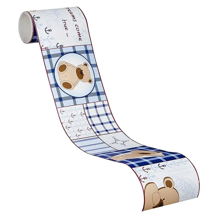 A.S. Création Only Borders 11 Tapetenborte Teddy - Blau, 5 x 0,1 m, Selbstklebefolie - Niedliche Bordüre mit Teddybär- und Ankermotiven. Ideal zum Dekorieren von Kinderzimmern und Babyzimmern.
