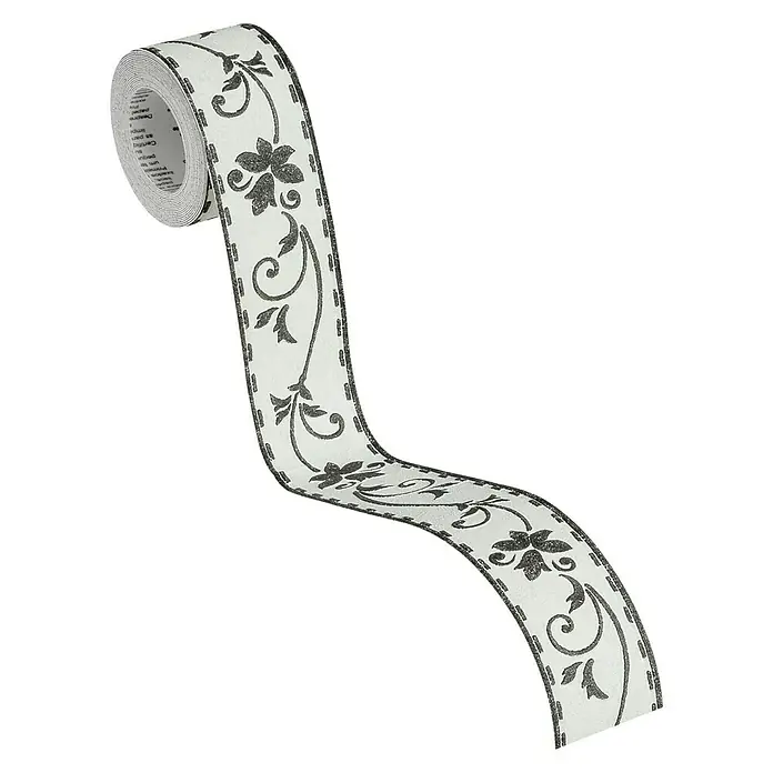 A.S. Création Only Borders 11 Tapetenborte Blumenranke - Kunststoff, Schwarz-Grau - Eine Rolle dekoratives Papierklebeband mit Blumenmuster, ideal zum Basteln und für kreative Projekte. Das Band verleiht jedem Projekt eine elegante Note.