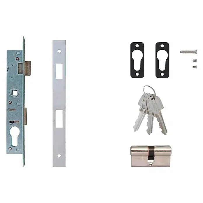 Tesa Assa Abloy Cerradura de embutir 220015HZV - Ancho: 13,5 mm - Un juego de herrajes para puertas con cerradura de embutir, placa de tope, llaves y cilindro para la instalación y seguridad de puertas.