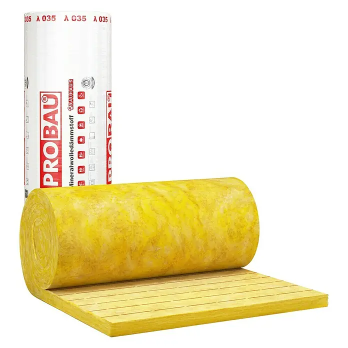 Probau Glaswolle Untersparrenfilz USF 35 Plus - Stärke: 50 mm, Wärmeleitfähigkeit: 0,035 W/(mK) - PROBAU Mineralwolledämmstoff zur Wärme- und Schalldämmung, ideal für Dachböden und Wände. Einfache Verarbeitung und hohe Effizienz.