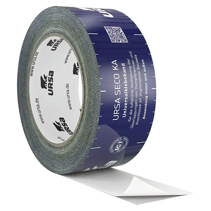 Ursa SecoPro Haftklebeband KA - 25 m x 6 cm - Abbildung des URSA SECO KA Universalklebebands. Es ist ein luftdichtes Klebeband zur Verklebung von Dampfbremsen und Anschlüssen.