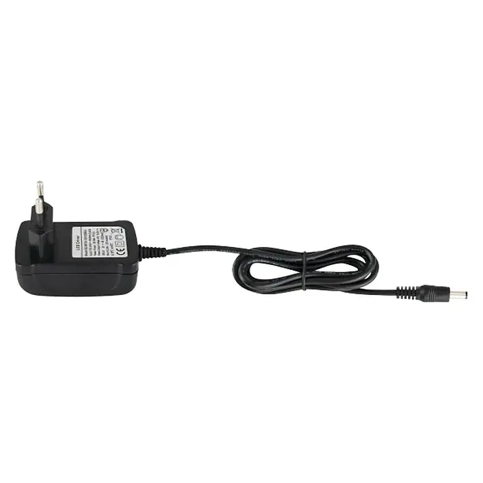 Globo LED-Tischleuchte Ursino - 9 W, L x B x H: 58,7 x 20 x 107 cm, Weiß, Kaltweiß - Schwarzes LED-Netzteil mit Eurostecker und Kabel mit DC-Hohlstecker für diverse elektronische Geräte.