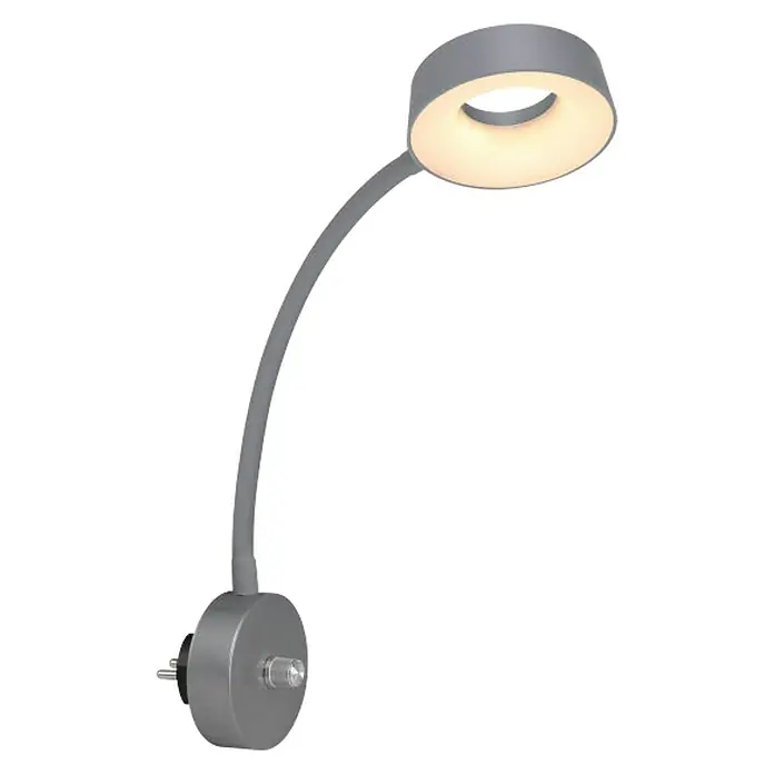 Globo Aplique de pared LED Lehovo - An x Al: 26 x 45,5 cm, Plata - Lámpara de pared con pantalla gris e iluminación LED, ideal como lámpara de lectura.