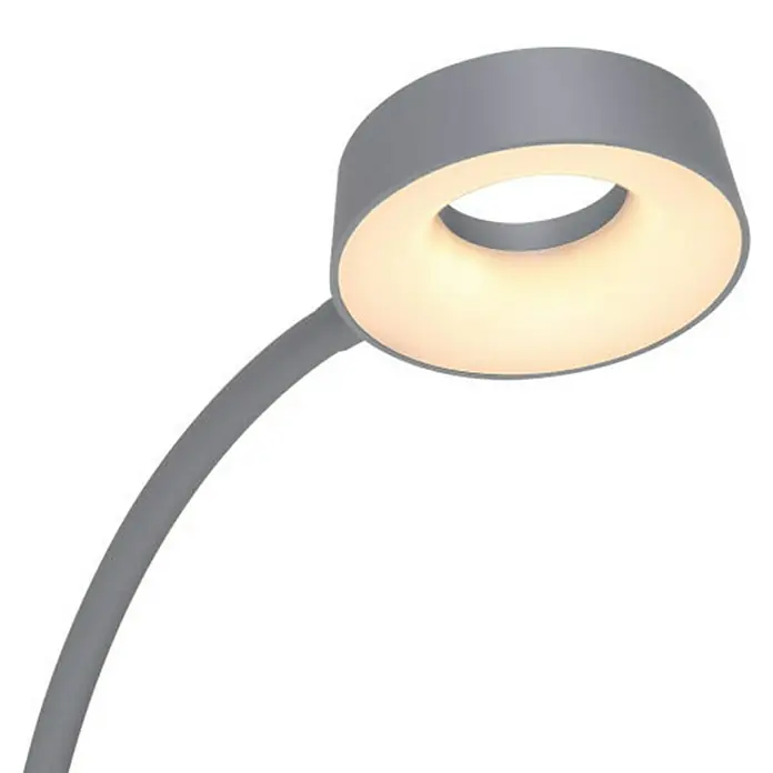 Globo LED-Wandleuchte LEHOVO - B x H: 26 x 45,5 cm, Silber - Eine moderne graue Ring-Schreibtischleuchte mit warmem Lichtschein für den Arbeitsbereich. Stilvoll und funktional.