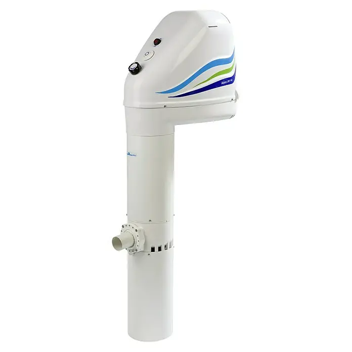 myPool Gegenstromanlage Aqua Jet 50 - Durchflussmenge: 48 m³/h - Aqua Jet 50 Gegenstromanlage, ein weißes Gerät mit blauen und grünen Akzenten. Ideal für Schwimmbäder zur Erzeugung von Strömung.