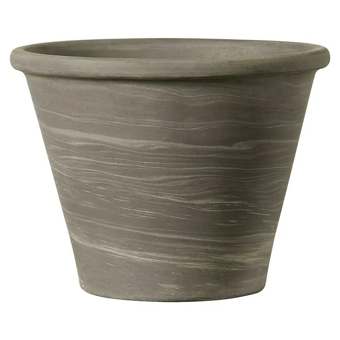 Deroma Pflanztopf Vasum - Außenmaß (Ø x H): 25 x 19,2 cm, Naturmaterialien, Basalt - Grauer Pflanztopf mit Marmorierung. Der Topf ist aus robustem Material und eignet sich perfekt für den Innen- und Außenbereich.