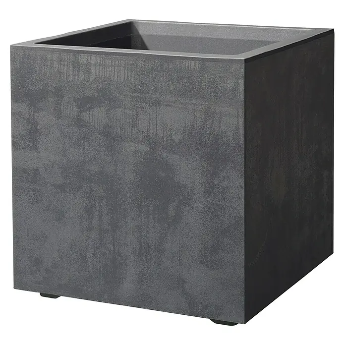 Deroma Millennium Pflanzkübel eckig - L x B x H: 39 x 39 x 39 cm, Kunststoff, Anthrazit - Ein moderner, quadratischer Pflanzkübel in Betonoptik. Perfekt für den Innen- und Außenbereich, um Pflanzen stilvoll zu präsentieren.