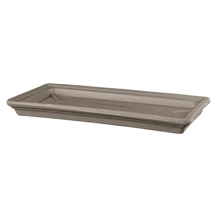 Deroma Moka Garden Kasten-Untersetzer - 32 x 17 x 3,1 cm, Naturmaterialien, Mokka - Eine rechteckige Pflanzkasten-Untersetzer in Grau, ideal für den Innen- und Außenbereich, um Pflanzen stilvoll zu präsentieren.