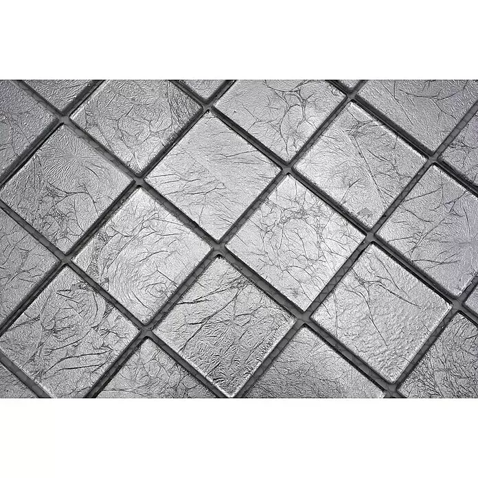 Mosaikfliese Quadrat Crystal Uni CM 4SB21 - 30 x 30 cm, Silber, Glänzend - Detailaufnahme